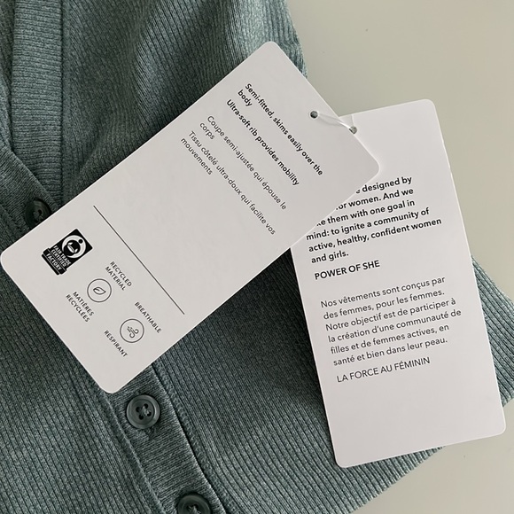 NWT Athleta Uptempo Ribbed Henley Top XS Minimalistic Grey - Picture 14 of 15